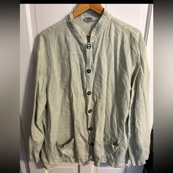 CP Shades 100% Linen Dree Blazer Jacket sz Large Natural Beige Oatmeal Buttons - Picture 1 of 7